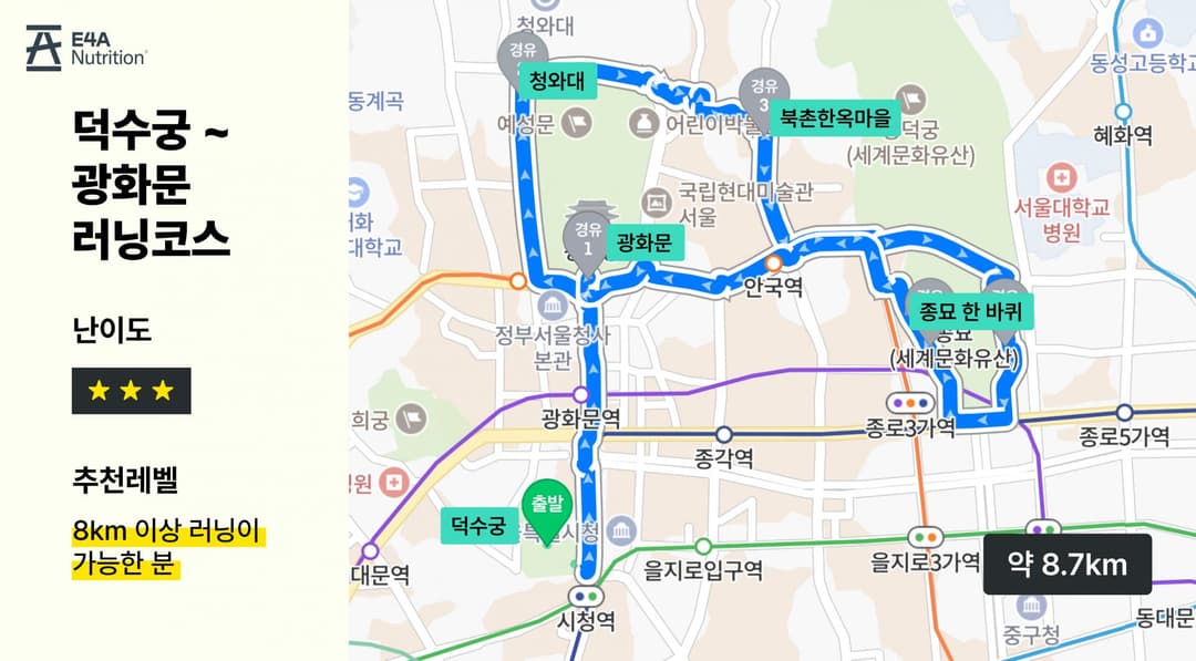 덕수궁 광화문 러닝 코스 8.0km 러닝 코스